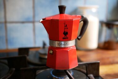 red coffee maker